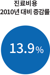 진료비용 2010년 대비 증감률 13.9%